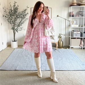 Floral Long Sleeve Mini Dress